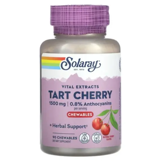 Solaray Vital Extracts Tart Cherry, Natural Cherry, 90 Chewables (500 mg per Chewable) image {4}