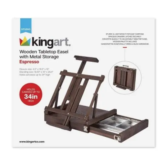 Kingart Wooden Tabletop Easel w/Metal Storage - Espresso image {8}