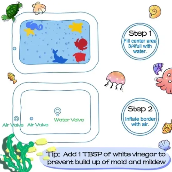 LotFancy Tummy Time Water Mat with Gift Box for Infants Toddlers Baby 3 Months+, 26x20 in image {3}