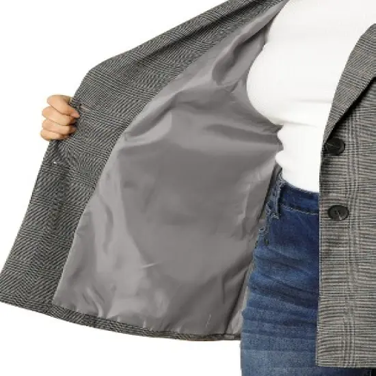 Agnes Orinda Women's Plus Size Plaid Formal Notched Lapel Blazer image {5}