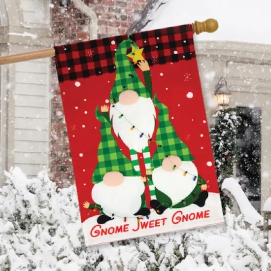 Gnome Tree Burlap House Flag Humor 28" x 40" Briarwood Lane image {2}