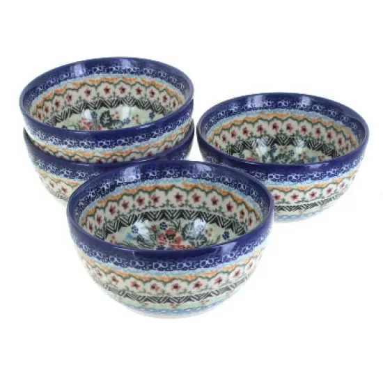 Blue Rose Polish Pottery 71-4 Vena Dessert Bowl Set image {3}