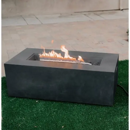 Kante 42" Rectangular Concrete & Metal Outdoor Propane Gas Modern Smokeless Fire Pit Table - Charcoal - Rosemead Home & Garden, Inc. image {2}