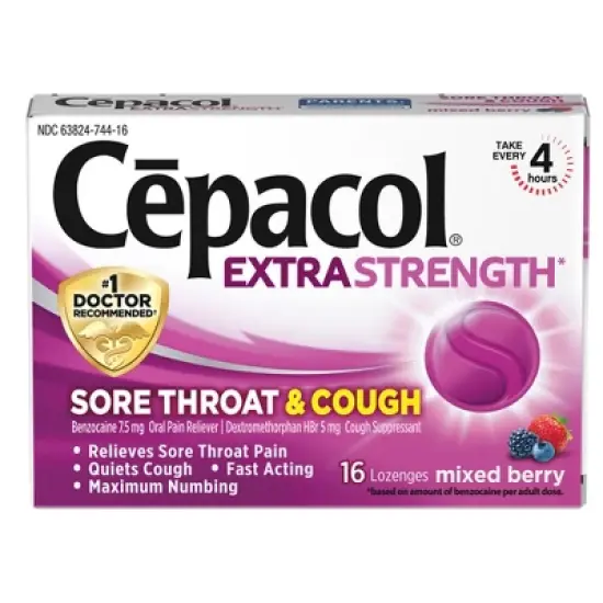 Cepacol Extra Strength Sore Throat & Cough Lozenges - Benzocaine - Mixed Berry - 16ct image {7}