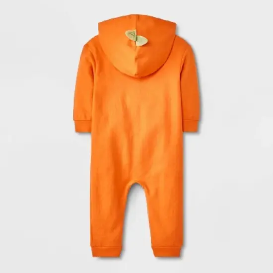 Baby Halloween Pumpkin Hooded Romper - Cat & Jack&trade; Orange image {1}