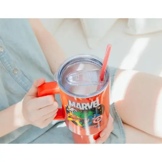 Silver Buffalo Marvel Comics The Avengers 40-Ounce Red Stainless Steel Tumbler With Handle image {4}