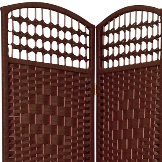 5 1/2 ft. Tall Fiber Weave Room Divider - Dark Red (5 Panel) image {1}