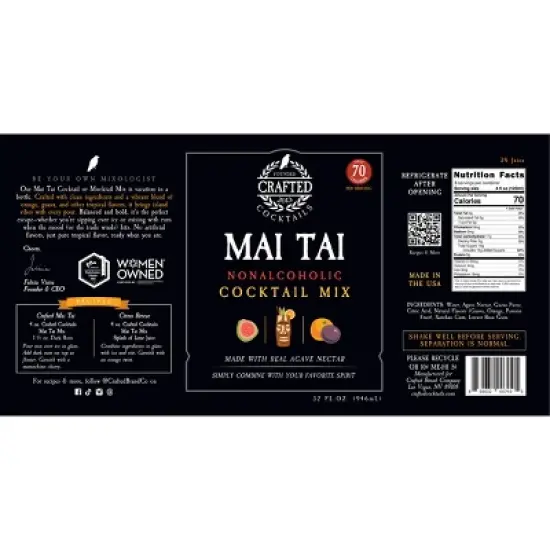 Crafted Cocktails Mai Tai Mix: 6 Pack&nbsp; Passion Fruit, Orange, Guava and Organic Agave: 70 Calories Per Serving with Recognizable Ingredients image {7}