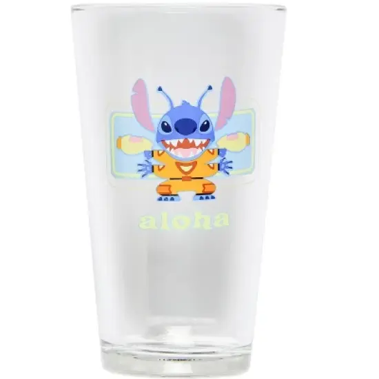 Disney Lilo and Stitch 3 Pairs of Socks And Pint Glass Gift Set Bundle Multicoloured image {1}