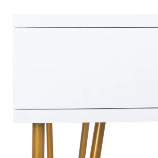 Pine Two Drawer Desk - White/Gold - Safavieh image {6}