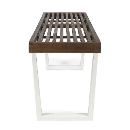 Dexmalle Modern Dark Brown and White Patio Dining Bench image {4}
