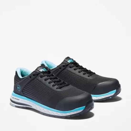 Timberland Women's PRO Drivetrain Comp-Toe Work Shoes, Black Ripstop Nylon/Blue, 9W image {3}