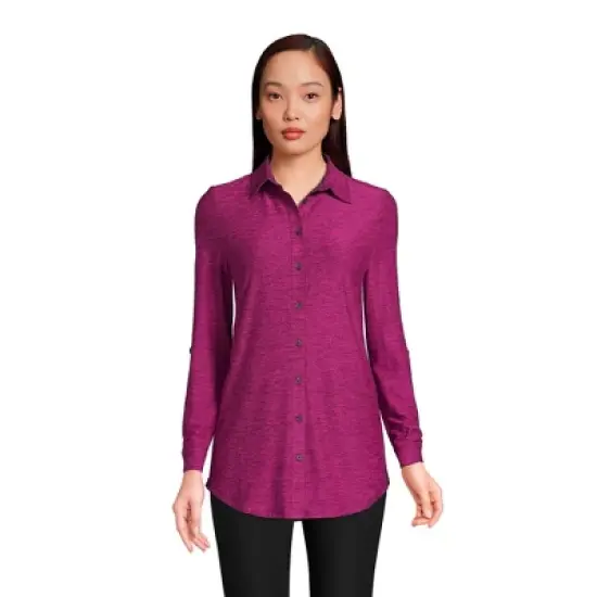 Lands' End Women's Long Sleeve Soft Performance Roll Tab Tunic image {5}