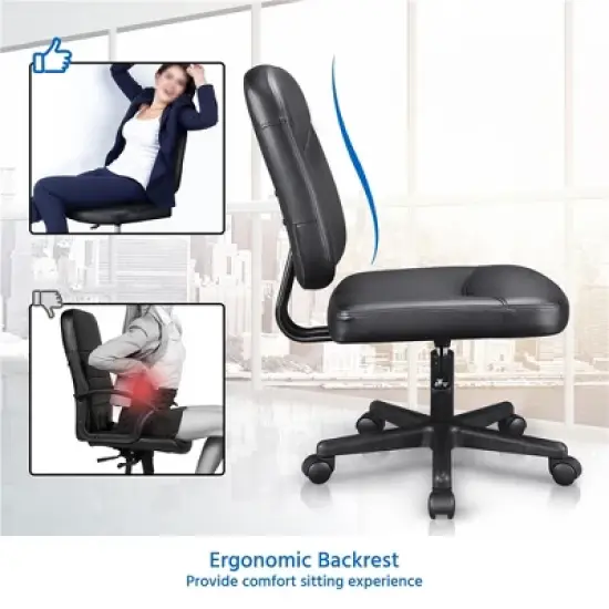 Yaheetech Armless Office Chair Mid-Back Task Chair Adjustable Desk Chair,Black image {4}
