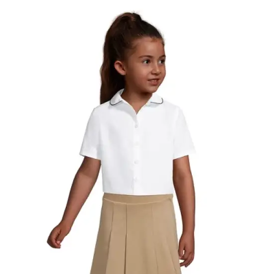 Lands' End School Uniform Girls Piped Peter Pan Collar Broadcloth Shirt image {2}