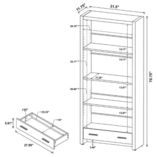 70.75" 4 Shelf Bookcase Cappuccino - Coaster image {8}