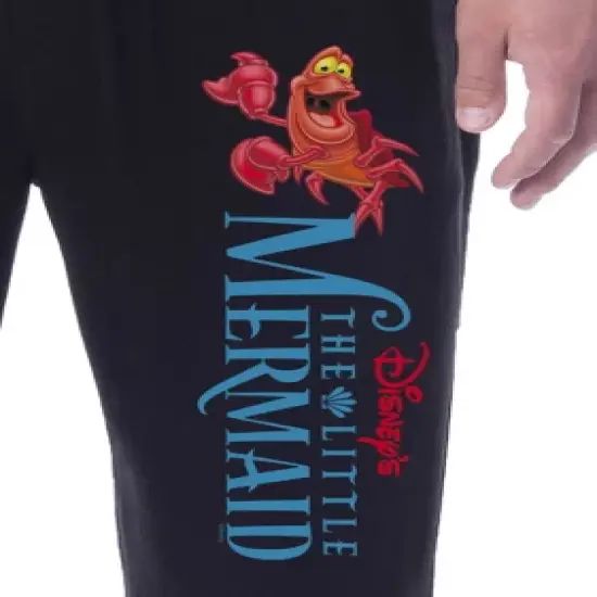 Disney Mens' The Little Mermaid Sebastian Princess Movie Sleep Pajama Pants Black image {2}