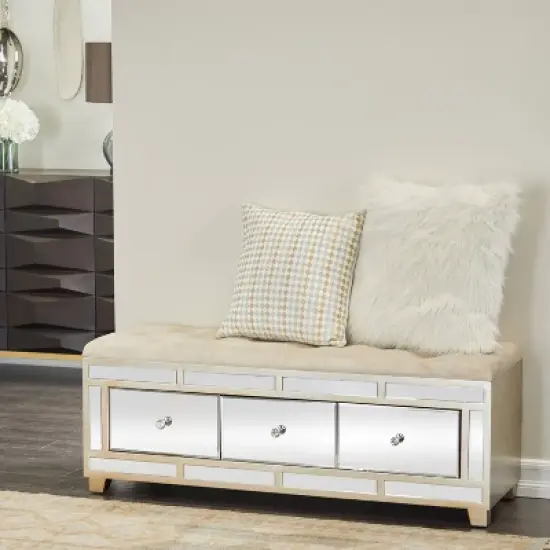 18" x 47" Glam Wood Bench - Olivia & May image {10}