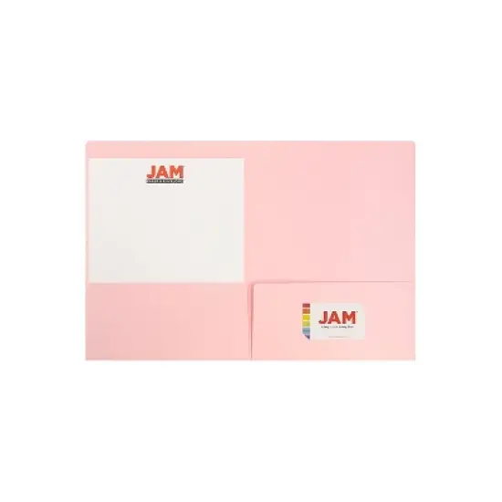 JAM Paper Premium Matte Cardstock Two-Pocket Presentation Folders Baby Pink 28876675D image {2}