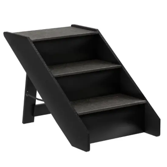 Pet Adobe 3-Step Compact Folding Carpeted Wood Pet Stairs - Gray image {1}