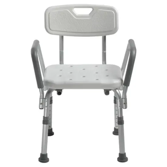Drive Medical Knock-Down Bath Bench with Back & Padded Arms - Adjustable Height Plastic Seat image {1}