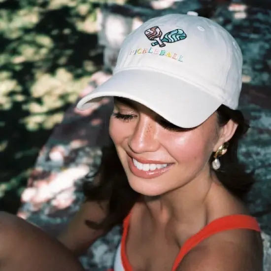 Pickleball Hat - Frasier Sterling Cream/Rainbow: Cotton Adjustable Baseball Cap image {2}