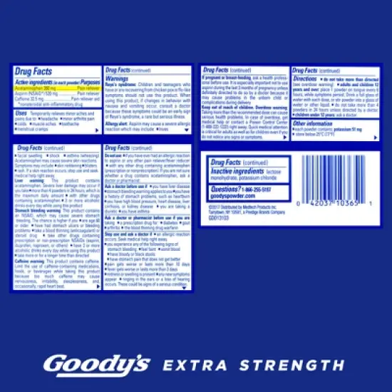 Goody's Extra Strength Headache and Pain Relief Powder - Aspirin (NSAID) - 50ct image {6}