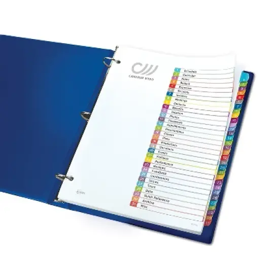 Avery Ready Index Table of Contents Dividers Multicolor Tabs 1-31 Letter 11846 image {8}