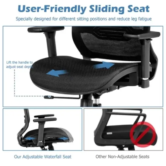Costway Office Chair Adjustable Mesh Computer Chair with Sliding Seat & Lumbar Support image {6}