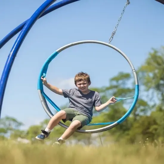 HearthSong 40-Inch Steel-Frame Aerial Hoop Spinning Round Swing with Suspended Fabric Seat image {2}