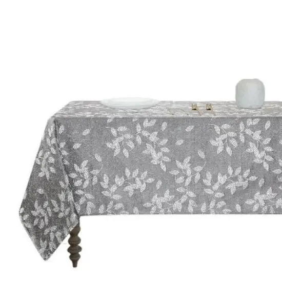 Kate Aurora Living Raised Jacquard Floral Leaves Spill Proof Fabric Tablecloth image {2}