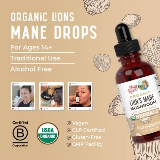 MaryRuth's Lion's Mane Drops, Org, 1 oz image {5}