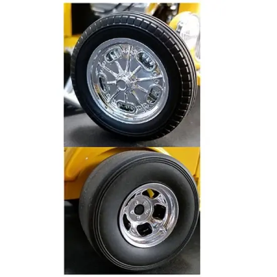 Chrome Drag Wheel and Tire Set of 4 pieces from "1932 Ford 3 Window" 1/18 by Acme image {1}
