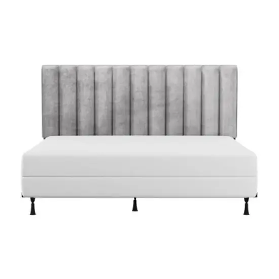 King Crestone Upholstered Headboard with Frame Gray - Hillsdale Furniture image {3}