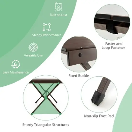 Costway 4-6 Person Portable Aluminum Camping Table Lightweight Roll Up Table Grey/Brown image {6}