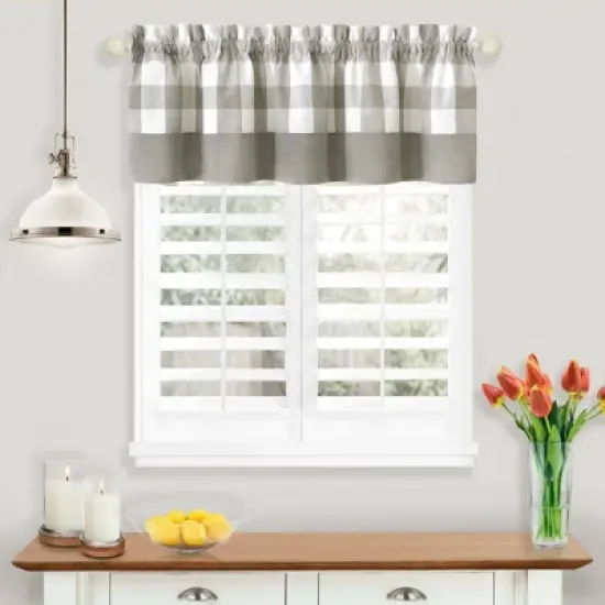 Kate Aurora Modern Farmhouse Buffalo Plaid Checkered Rod Pocket Window Valance image {4}