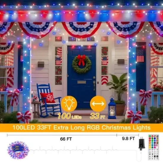 Ollny 100 LED Christmas RGB String Lights (Clear Cable, Connectable, 130 Modes) image {8}