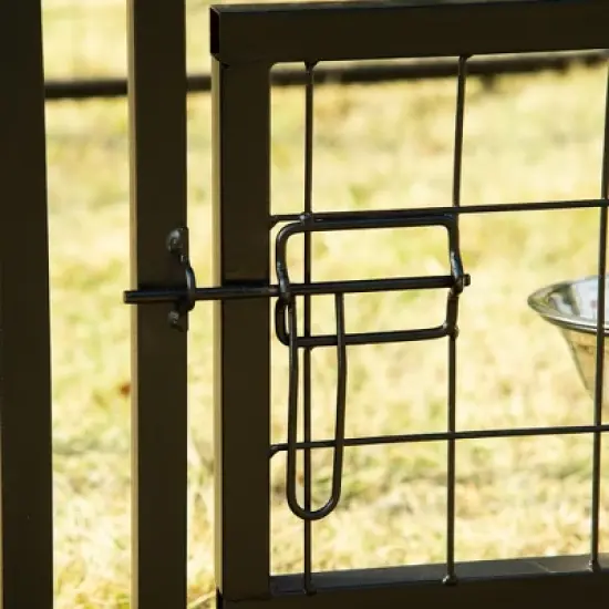 PawHut Outdoor Dog Kennel Lockable Pet Playpen Crate Welded Wire Steel Fence, with Water-, UV-Resistant Canopy, Rotating Bowl Holders Door, 8x4x6ft image {5}