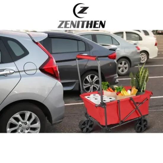Zenithen Steel Large Folding Sports Camping Utility Yard Cart Portable Wagon image {4}
