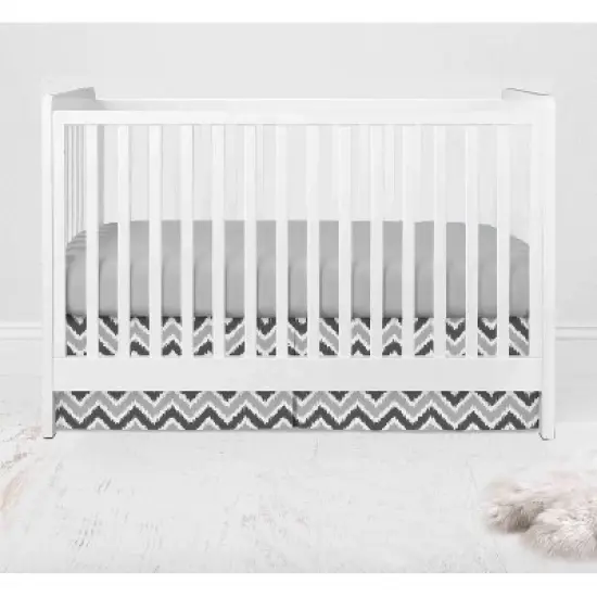 Bacati - Ikat Chevron White Grey Neutral 3 pc Crib Set image {3}