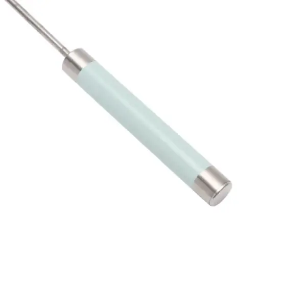Unique Bargains 12" Semi-Automatic Loop Whisk Dishwasher Safe Stainless Steel Light Blue Silver Tone image {1}