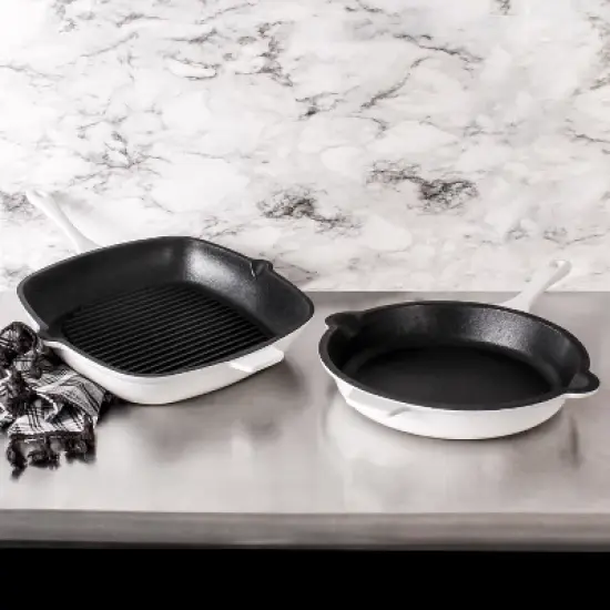 BergHOFF Neo 2Pc Cast Iron Cookware Set, 10" Fry Pan & 11" Grill Pan image {1}