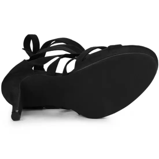 Perphy Strappy Platform Lace Up Stiletto Heels Sandals for Women image {4}