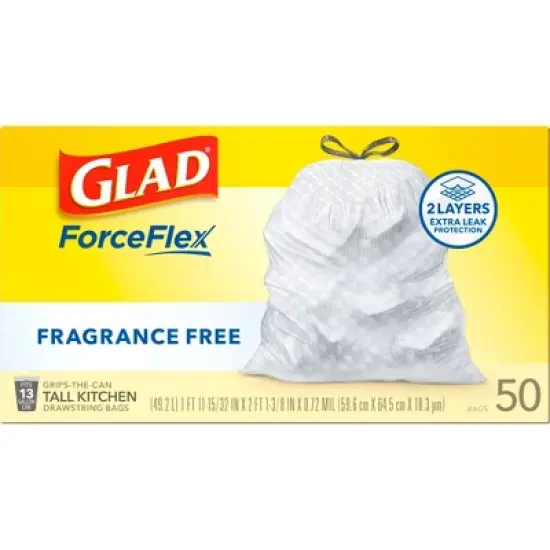 Glad ForceFlex Drawstring Fragrance Free Trash Bags - 13gal/50ct image {10}