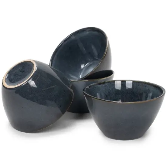 Elanze Designs Slant Side Glossy Ceramic 6.5 inch Contemporary Serving Bowl, Navy Blue image {3}