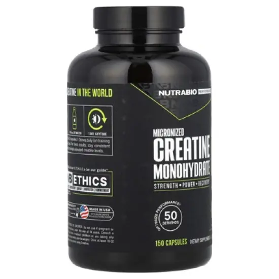 NutraBio Performance, Micronized Creatine Monohydrate, 150 Capsules (833 mg per Capsule) image {3}