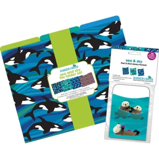 Barker Creek Folder / Pocket File Folders - Sea & Sky: Multicolor Cardstock, Top Tab, 100 Sheet Capacity, 42 Pack image {4}