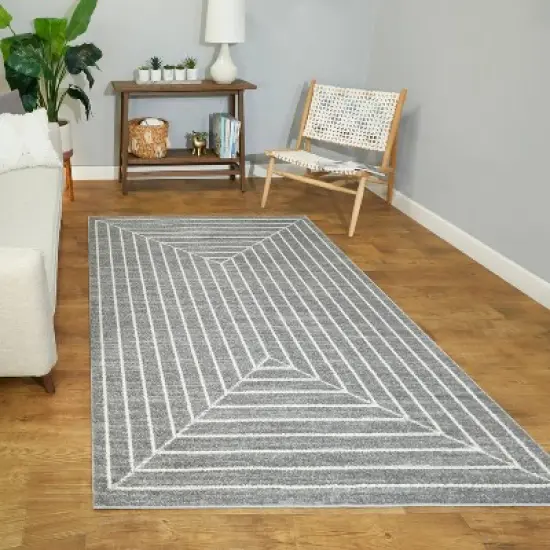 7'10"x10' Elias Stripe Kids' Area Rug Gray - Balta Rugs image {1}