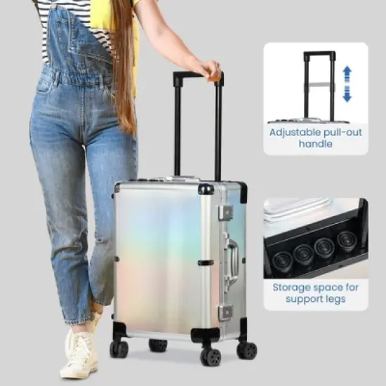 Lockable Rolling Makeup Train Case with LED Mirror image {7}
