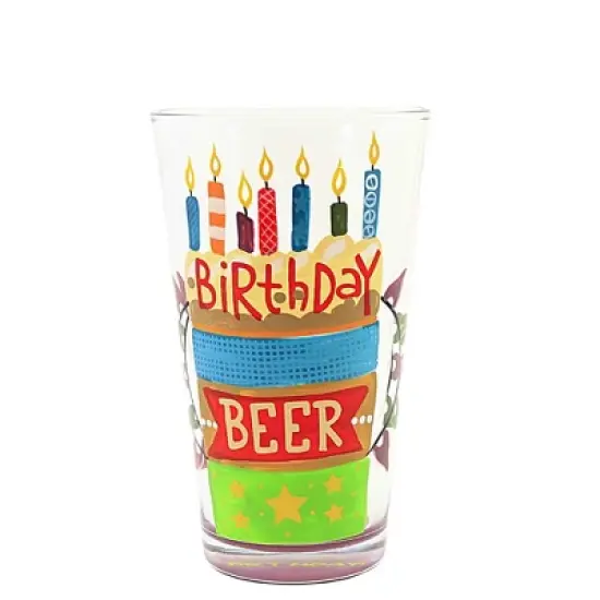 Lolita Glassware 5.75 In Birthday Beeer Pint Glass , Lolita Hand Painted (1PC) image {2}